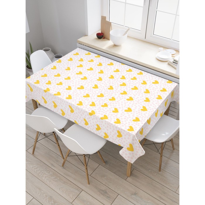 Скатерть на стол «Желтые сердечки», прямоугольная, оксфорд, размер 120х145 см - Фото 1
