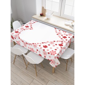 Скатерть на стол «Сердце из цветов», прямоугольная, оксфорд, размер 120х145 см