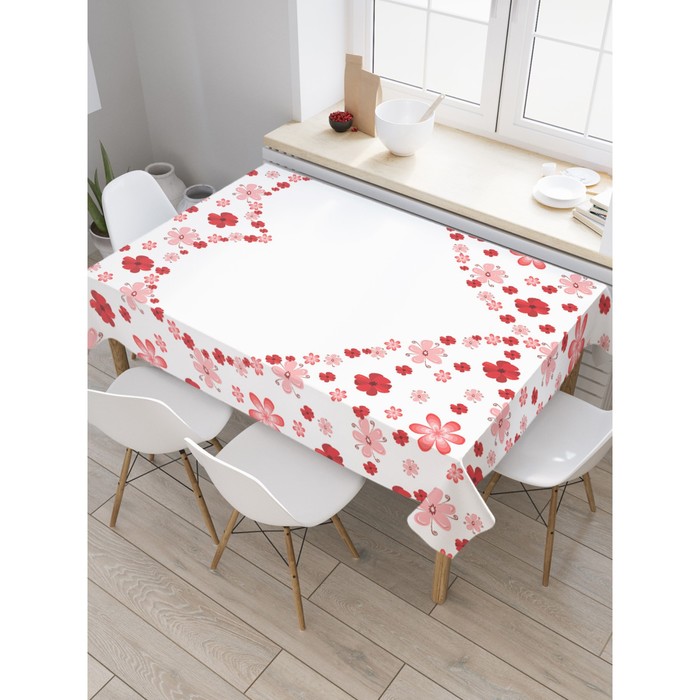 Скатерть на стол «Сердце из цветов», прямоугольная, оксфорд, размер 120х145 см - Фото 1