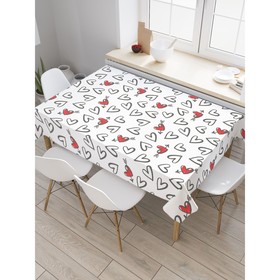 Скатерть на стол «Черно-белые сердечки», прямоугольная, оксфорд, размер 120х145 см