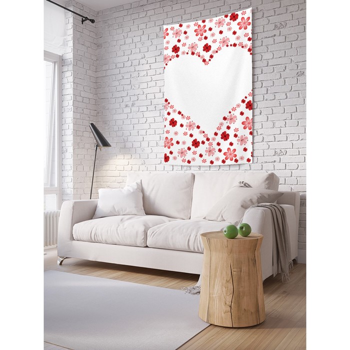 Декоративное панно с фотопечатью «Сердце из цветов», вертикальное, размер 100х150 см