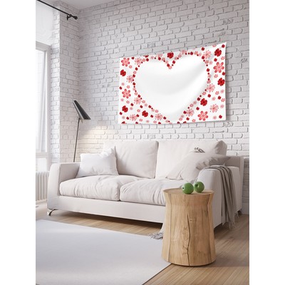 Декоративное панно с фотопечатью «Сердце из цветов», горизонтальное, размер 100х150 см