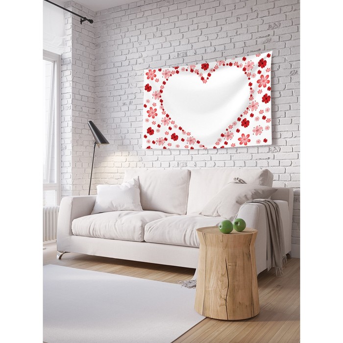 Декоративное панно с фотопечатью «Сердце из цветов», горизонтальное, размер 100х150 см - Фото 1