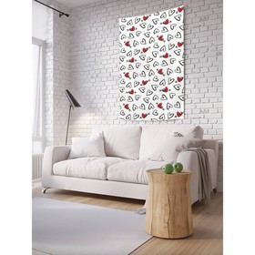 Декоративное панно с фотопечатью «Черно-белые сердечки», вертикальное, размер 150х200 см