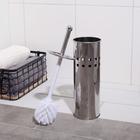 Ёршик для унитаза с подставкой «Квадраты», 10×10×38 см, цвет хром - Фото 1