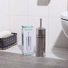 Ёршик для унитаза с подставкой «Квадраты», 10×10×38 см, цвет хром - Фото 4