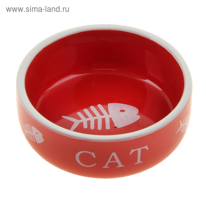 Миска CAT, керамическая, кирпично-красная, 0,1 л - Фото 1