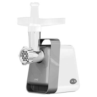Мясорубка jvc JK-MG124, электрическая, 2000 Вт, реверс, 2 насадки, белый с серебром