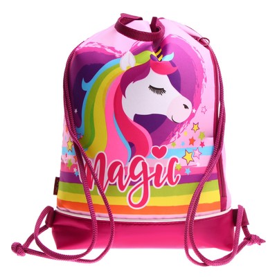 Мешок для обуви «Единорог», с карманом, розовый