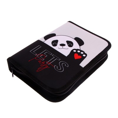 Пенал 1 секция, 140 х 200 х 40 мм, 2 откидные планки, тканевый, ПКТ 09-20-1 Panda