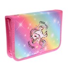 Пенал 1 секция, 140 х 200 х 40 мм, 2 откидные планки, тканевый, ПКТ 09-20-1 "Радужная единорожка" - фото 23004075