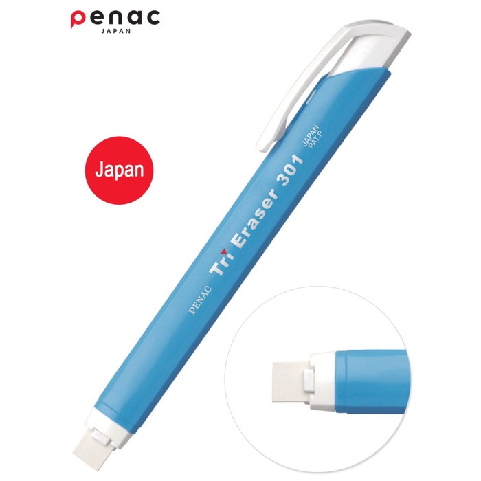 Ластик с держателем Penac Tri Eraser, выдвижной, голубой корпус - Фото 1
