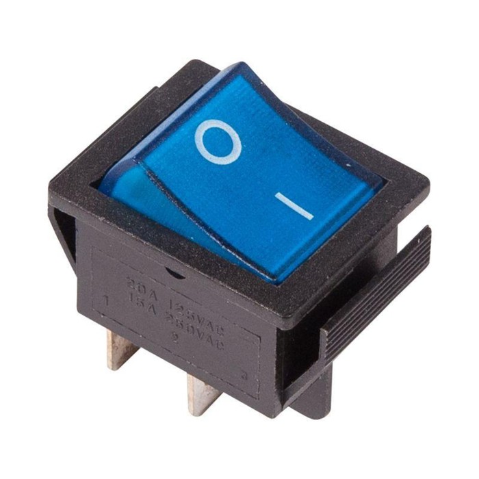 Клавишный выключатель Rexant 36-2331, 250 В, 16 А, ON-OFF, 4с, синий, с подсветкой - Фото 1