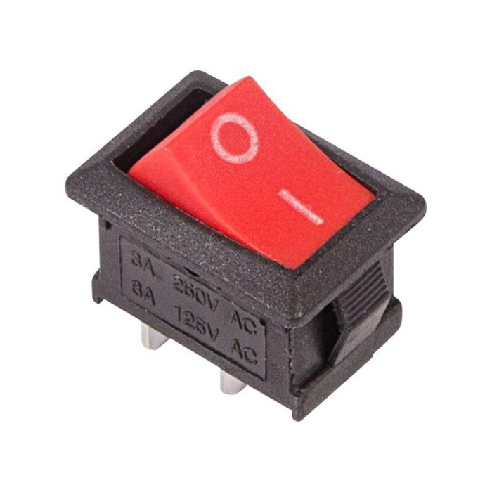 Клавишный выключатель Rexant 36-2111, 250 В, 6 А, ON-OFF, 2с, красный - Фото 1