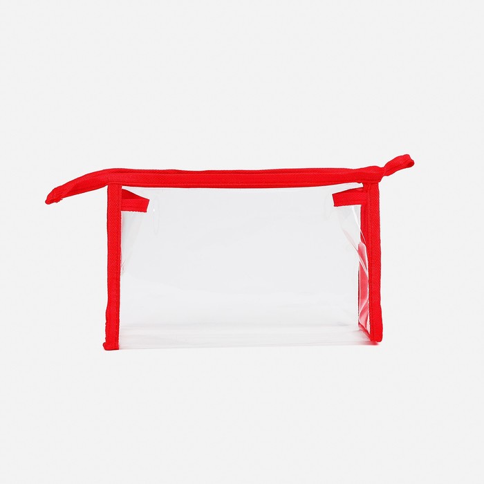 Косметичка на молнии, цвет прозрачный/красный 33828