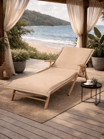 Подушка на шезлонг «Этель», 55×190+2 см, оксфорд с ВМГО, бежевая