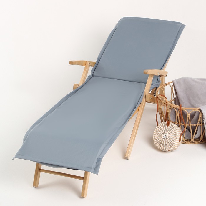 Подушка на шезлонг Этель 55×190+2 см, цвет серо-голубой, оксфорд с ВМГО, 100% полиэстер - Фото 1