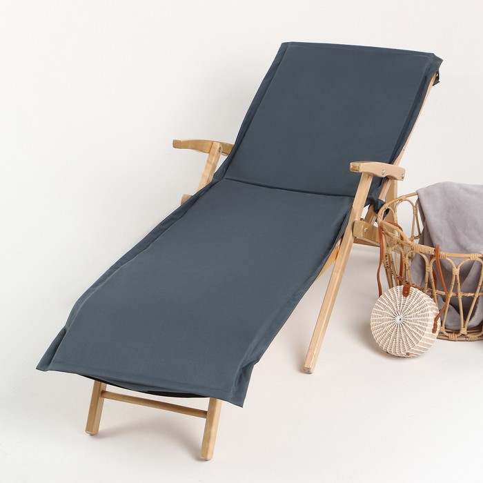 Подушка на шезлонг Этель 55×190+2 см, цвет графитовый, оксфорд с ВМГО, 100% полиэстер - Фото 1