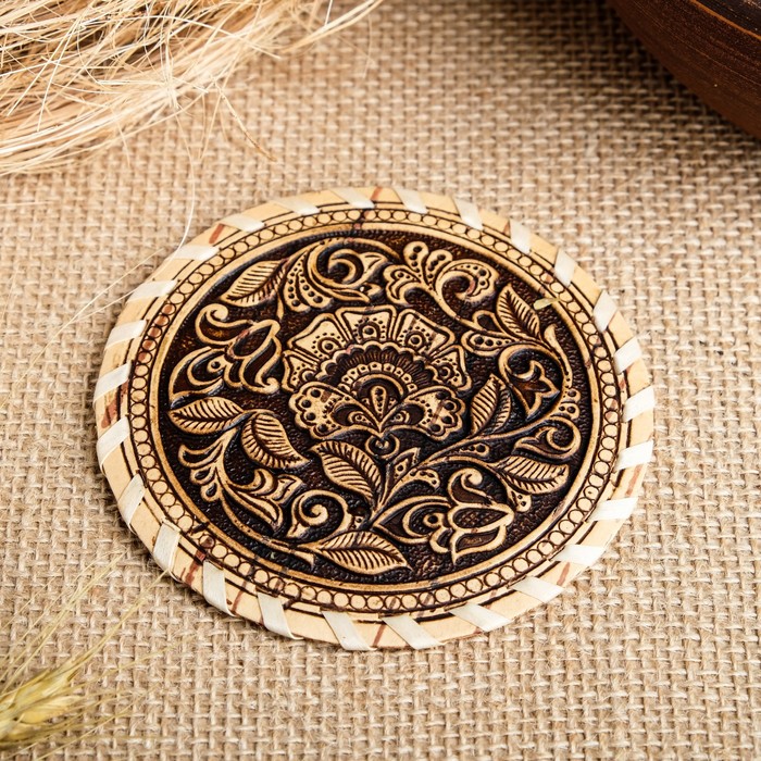Подставка под горячее «Узор», 11 см, береста - Фото 1