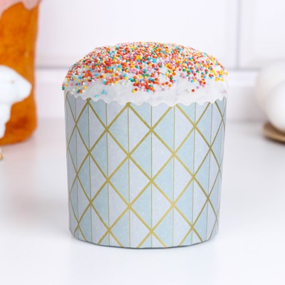 Форма для кулича одноразовая «Оригами», бумага, 9×9 см, голубая