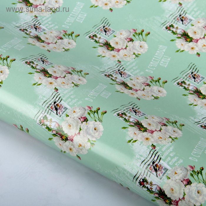 Бумага упаковочная глянцевая "Нежные цветы", 70х100 см, 80 г/м2 - Фото 1