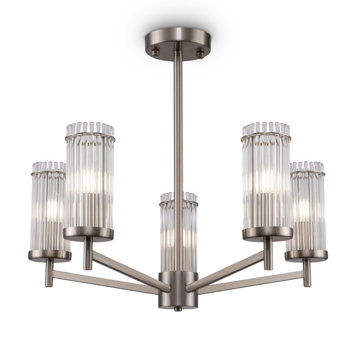 Люстра 60Вт, 5хE14, 50x58 см, никель