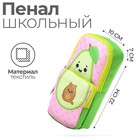 Пенал школьный, текстиль, с карманом, 10×22×7 см«Авокадо» - Фото 1