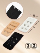 Застёжка для бюстгальтера, удлинитель, 3 ряда 2 крючка, 3.2×5 см, 3 шт. - Фото 2