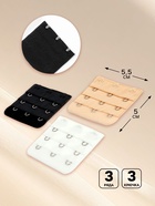 Застёжка для бюстгальтера, удлинитель, 3 ряда 3 крючка, 5.5×5 см, 3 шт. - Фото 2