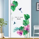 Наклейка пластик интерьерная цветная "Колибри и пальмовые листья" 60х90 см - фото 319339862