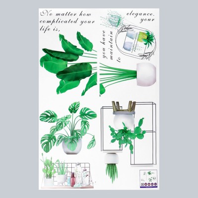 Наклейка интерьерная цветная «Комнатные растения», 60×90 см
