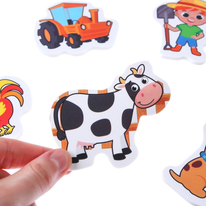 Макси - пазл для малышей в рамке (головоломка) «Ферма», 12 деталей, EVA 61349