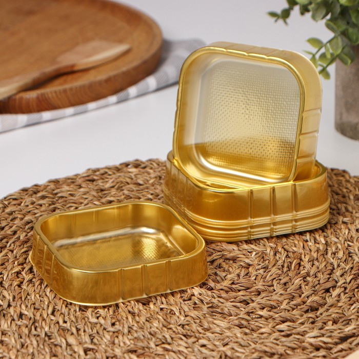 Контейнеры одноразовые Не ЗАБЫЛИ!, основание, набор 10 шт., ПВХ, 9.5×2 см, золотые - Фото 1