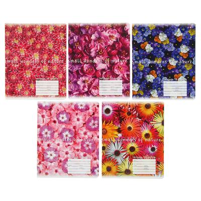 Тетрадь 18 листов в клетку "Цветы. Паттерн", обложка мелованная бумага, МИКС