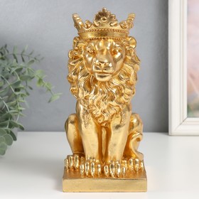 Сувенир полистоун подсвечник "Золотой лев в короне" 24,5х14х11,5 см   9672039