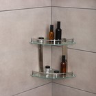 Полка для ванной комнаты 2х-ярусная угловая Штольц Stölz, 24×24×28 см, нержавеющая сталь, стекло - фото 3502495