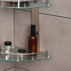 Полка для ванной комнаты 2х-ярусная угловая Штольц Stölz, 24×24×28 см, нержавеющая сталь, стекло - Фото 5