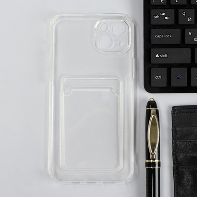 Чехол iBox Crystal, для телефона iPhone 14 Plus, силиконовый, кардхолдер, прозрачный
