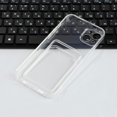 Чехол iBox Crystal, для телефона iPhone 14 Plus, силиконовый, кардхолдер, прозрачный