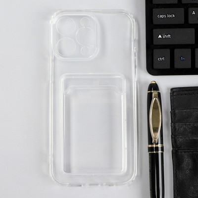 Чехол iBox Crystal, для телефона iPhone 14 Pro Max, силиконовый, кардхолдер, прозрачный