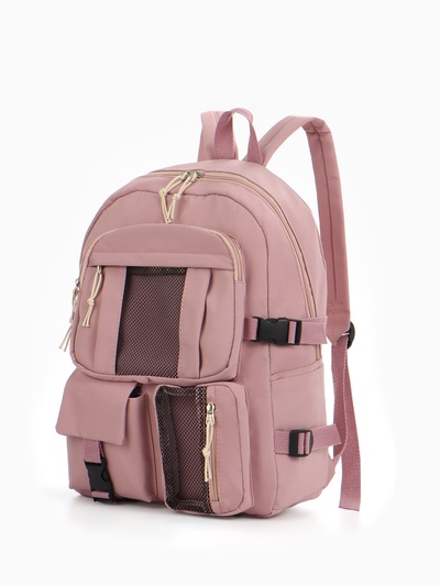Рюкзак школьный на молнии, с карманами, розовый