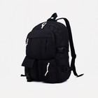 Рюкзак школьный на молнии, 5 наружных карманов, цвет чёрный - фото 319341581