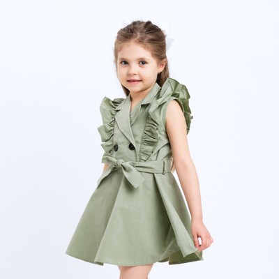 Платье детское двубортное KAFTAN, размер 30 (98-104 см), оливковое