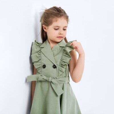 Платье для девочки двубортное KAFTAN, оливковое, рост 98-104 см