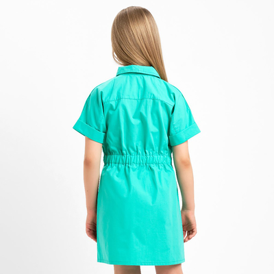 Платье для девочки с карманами KAFTAN: Summer cotton, зелёное, рост 98-104 см