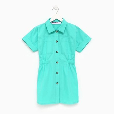 Платье для девочки с карманами KAFTAN: Summer cotton, зелёное, рост 98-104 см