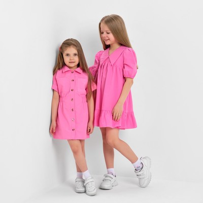Платье для девочки с карманами KAFTAN: Summer cotton, ярко-розовое, рост 98-104 см