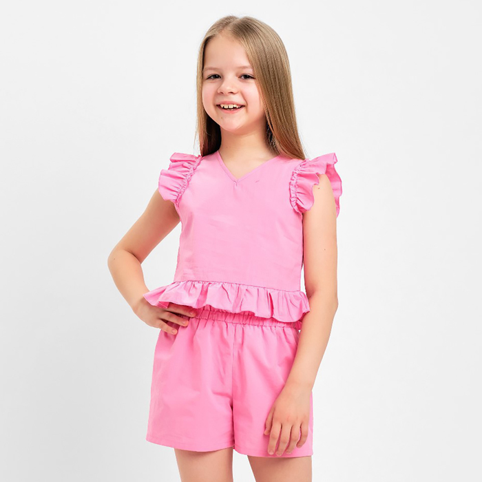 Комплект для девочки (топ, шорты) KAFTAN, р.30 (98-104 см), ярко-розовый - Фото 1