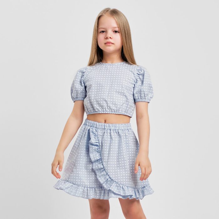Комплект для девочки (топ, юбка) KAFTAN, размер 30 (98-104 см), цвет голубой - Фото 1