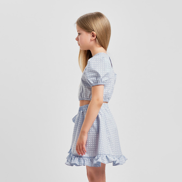 Комплект для девочки (топ, юбка) KAFTAN, размер 30 (98-104 см), цвет голубой - фото 1907669747